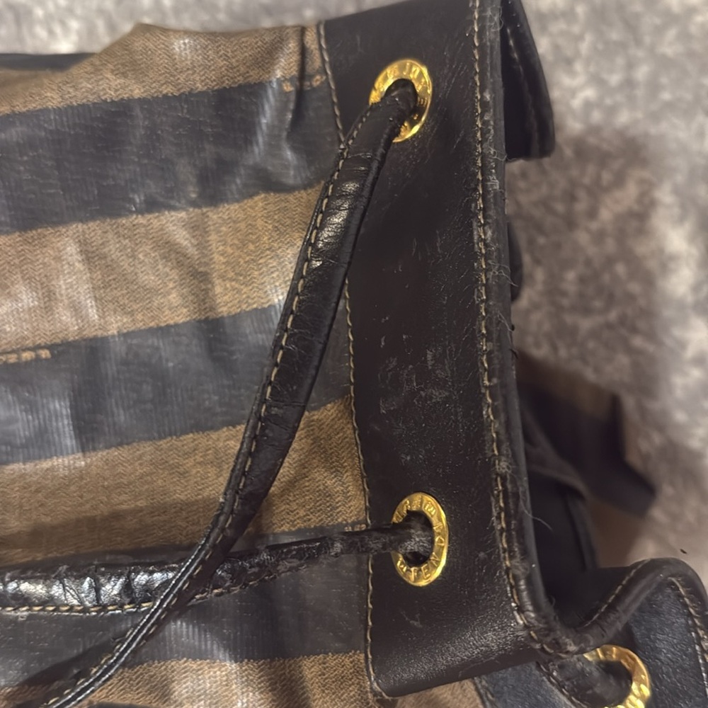 Vintage Fendi Chic Striped Black and Brown Women's Backpack - Picture 8 of 13